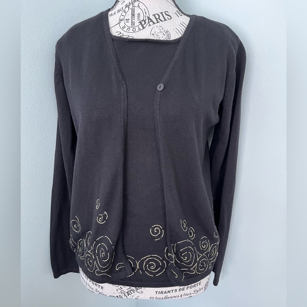 Vintage Black Twin Set by Beechers Brook for Fairweather  with Gold Accents